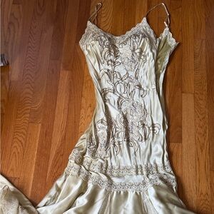 Vintage 100% Silk Beaded Dress Lace Dress Vintage Drop Waist Gown Prom Dress